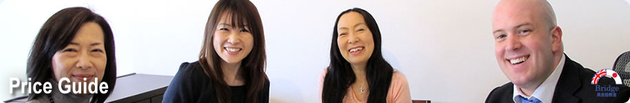 Price Guide for classes at Bridge eikaiwa